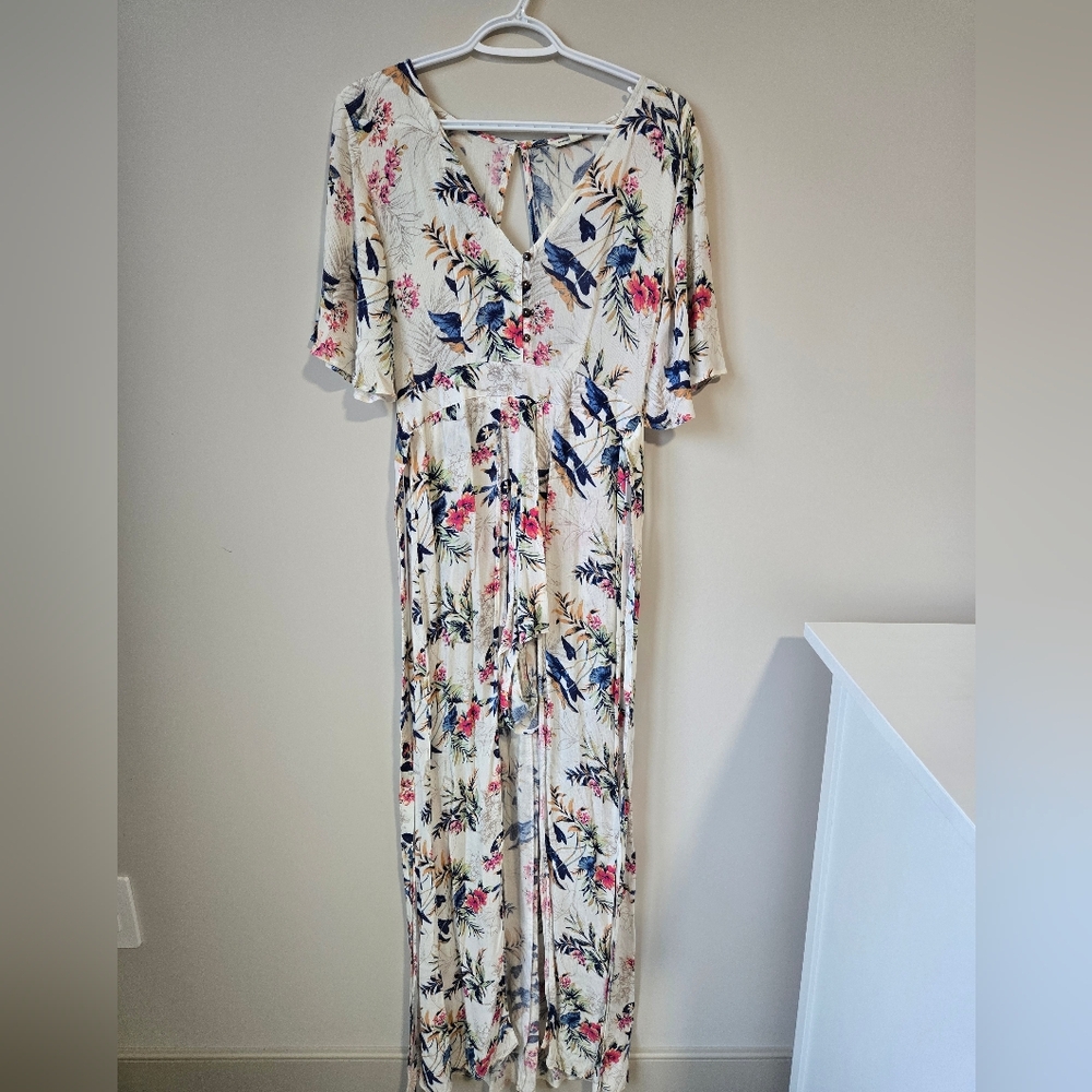 American Eagle Outfitters Overlay Floral Jumpsuit Romper (shorts with skirt)